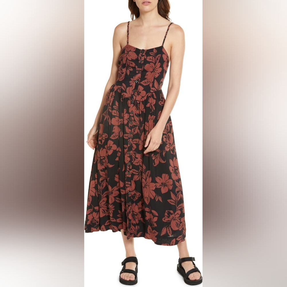 NWT Free People Floral Print Halter Neck Sundress Size Large in color Dark Combo